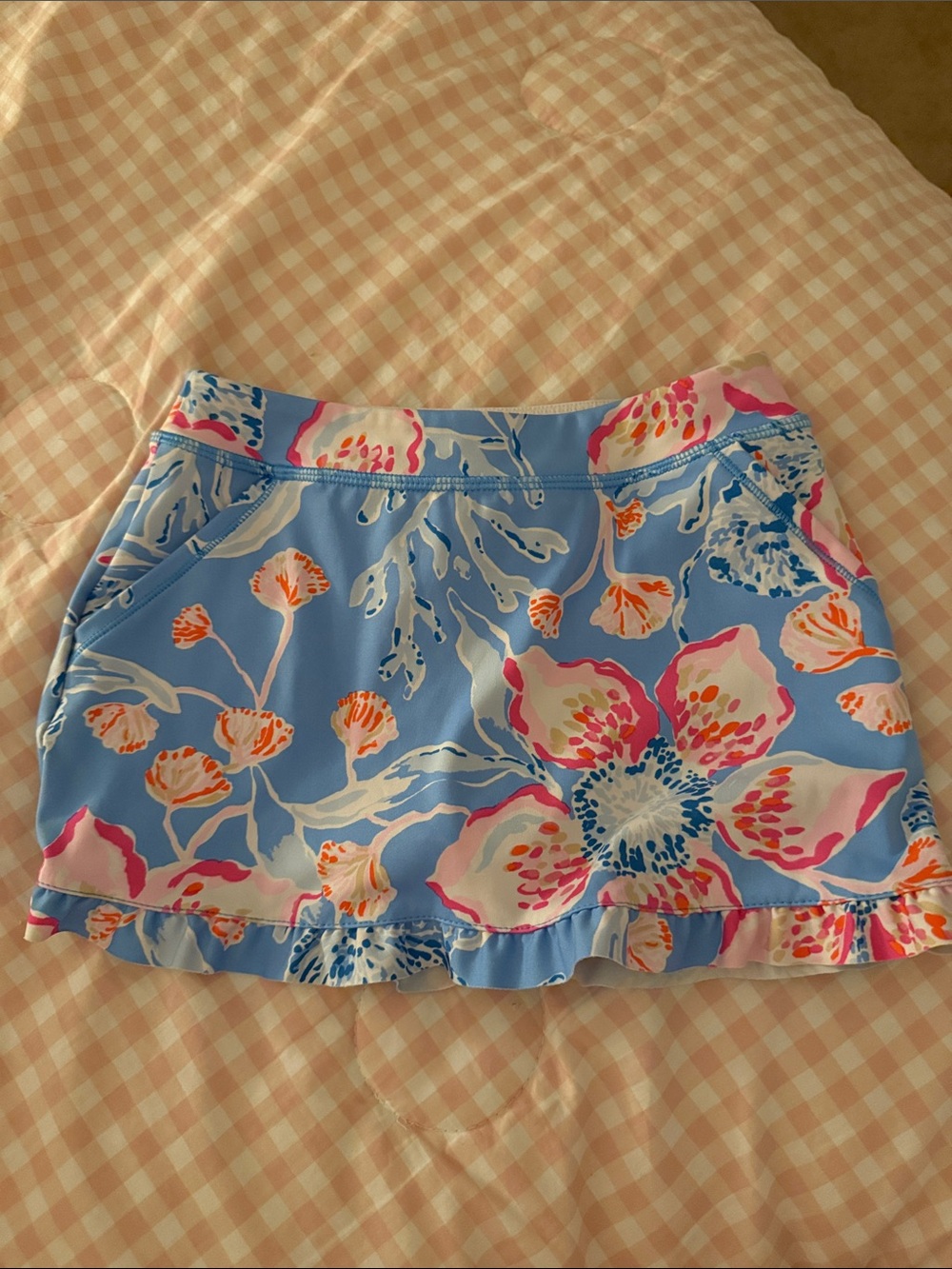 Lilly Pulitzer Sky Blue Floral Ruffle-Hem Girls Skort